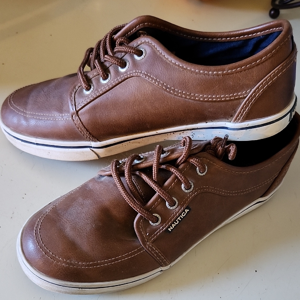 Nautica Men's Brown Leather Sneakers